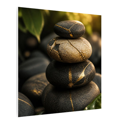 Summer River Stones Broken Beauty Canvas Art | Healing Decor
