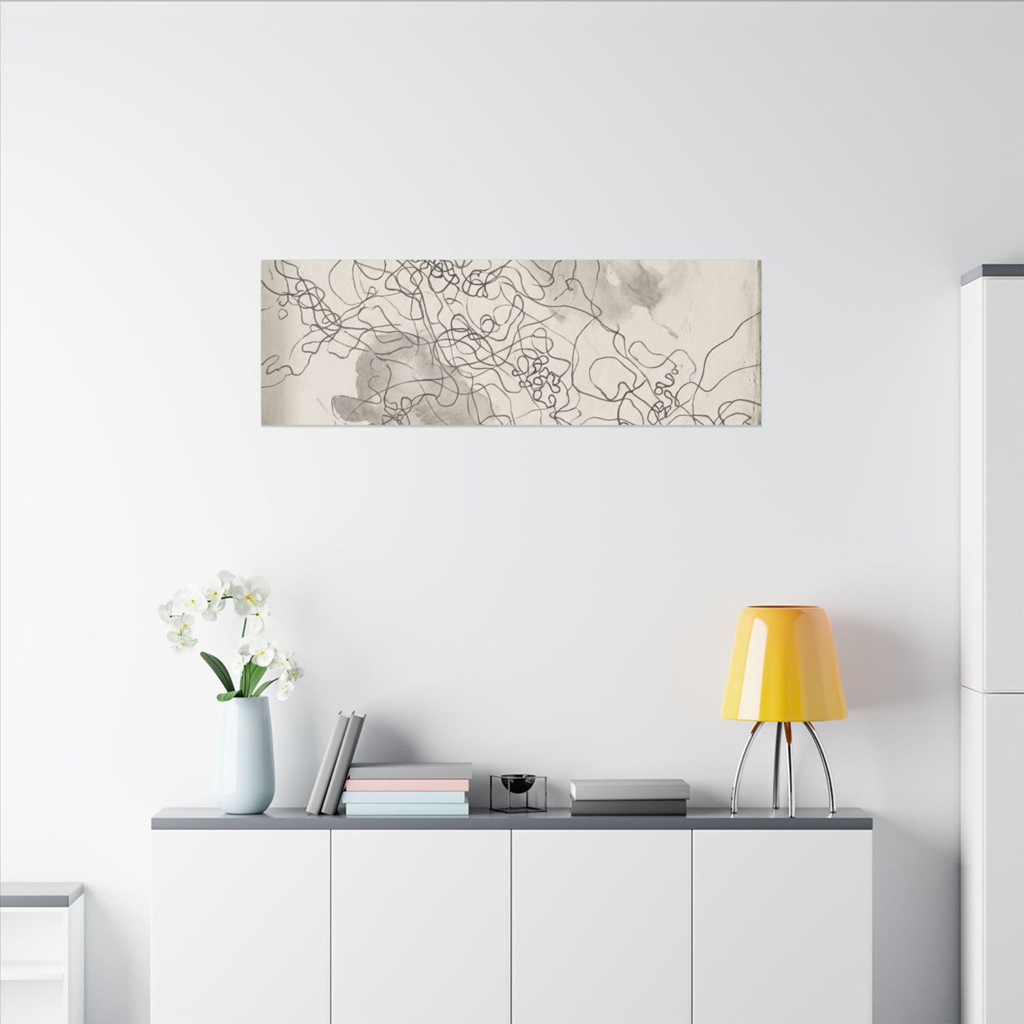 Shadow Play Spring Canvas Art | Dark Japandi Sophisticated Design
