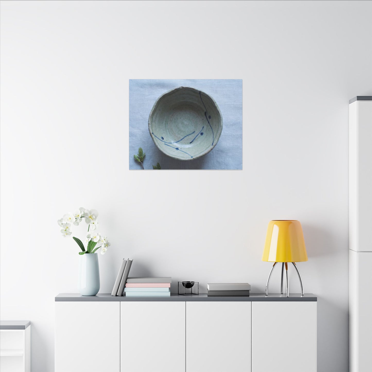 Spring Ceramic Bowl Minimal Line Canvas Art | Warm Decor