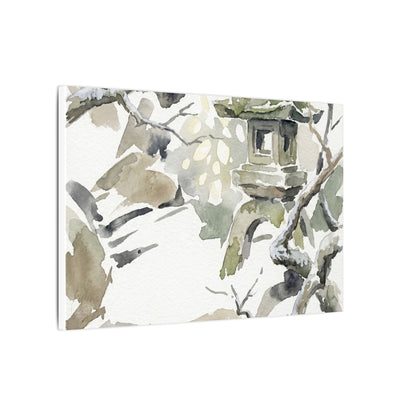 Elegant Stone Lantern Canvas Art - Watercolor Japandi