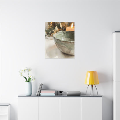 Ceramic Bowl Canvas Art | Summer Japandi Watercolor Art