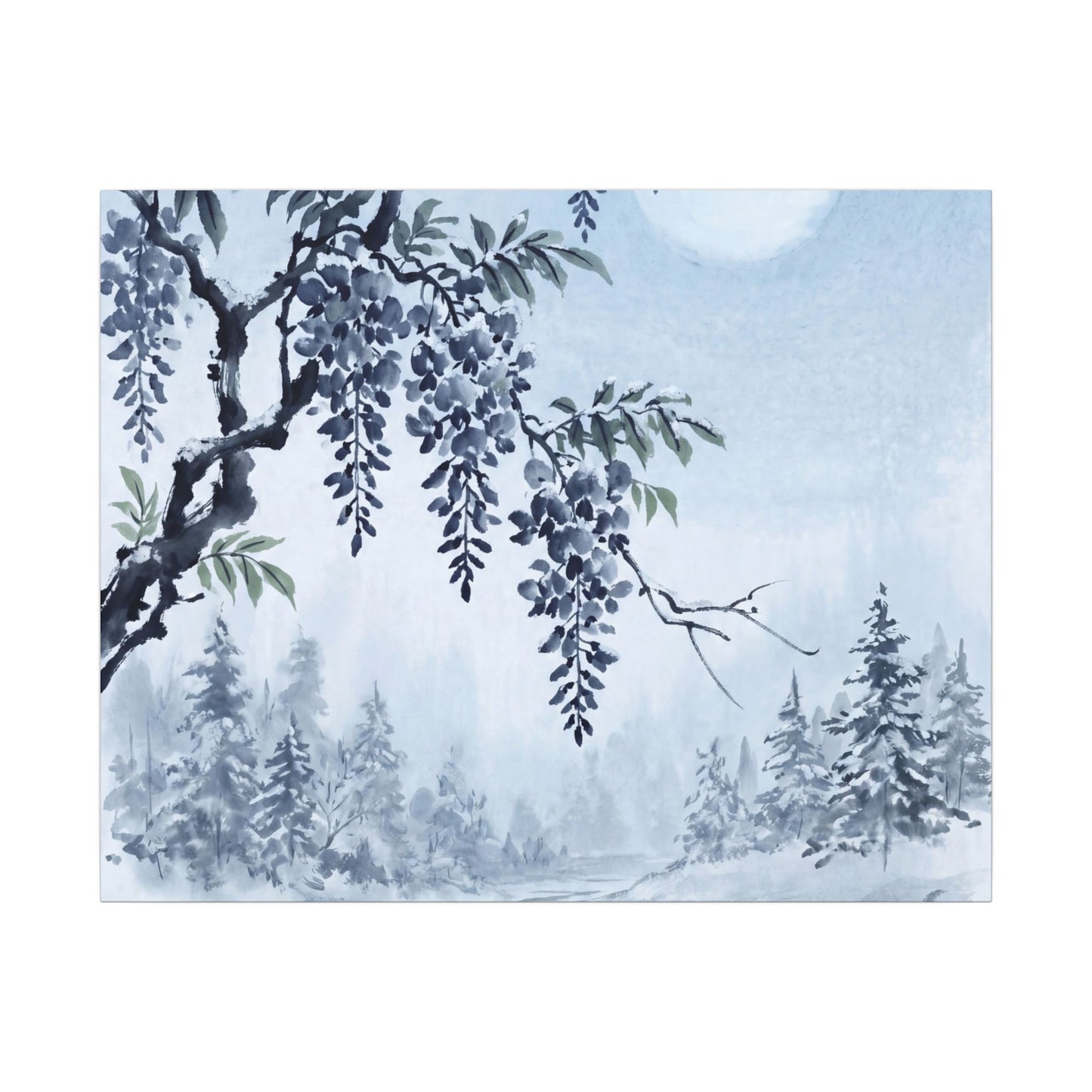 Seijaku Wisteria Canvas Art - Zen Sumi E