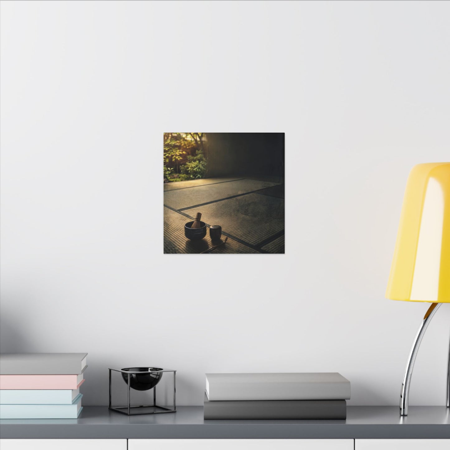 Dark Japandi Tea Ceremony in Golden Hour | Dark Texture Canvas Art