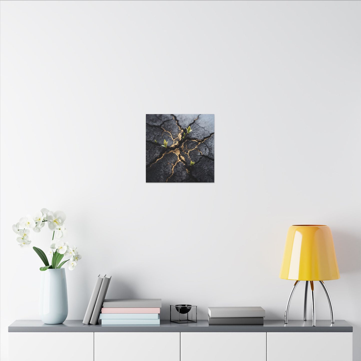 Ma Cracked Earth Canvas Art - Dark Japandi Charcoal Ink
