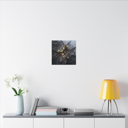 Ma Cracked Earth Canvas Art - Dark Japandi Charcoal Ink