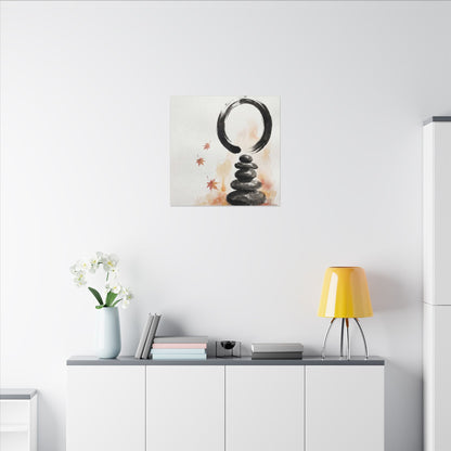 River Stones Canvas Art | Autumn Zen Enso Art