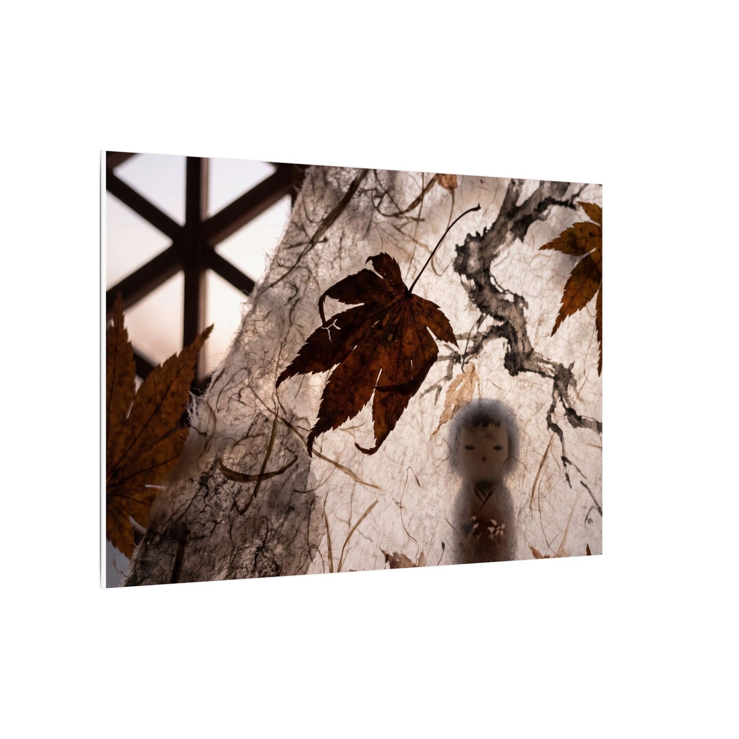 Shoji Screen Autumn Canvas Art | Dark Japandi Atmospheric Design