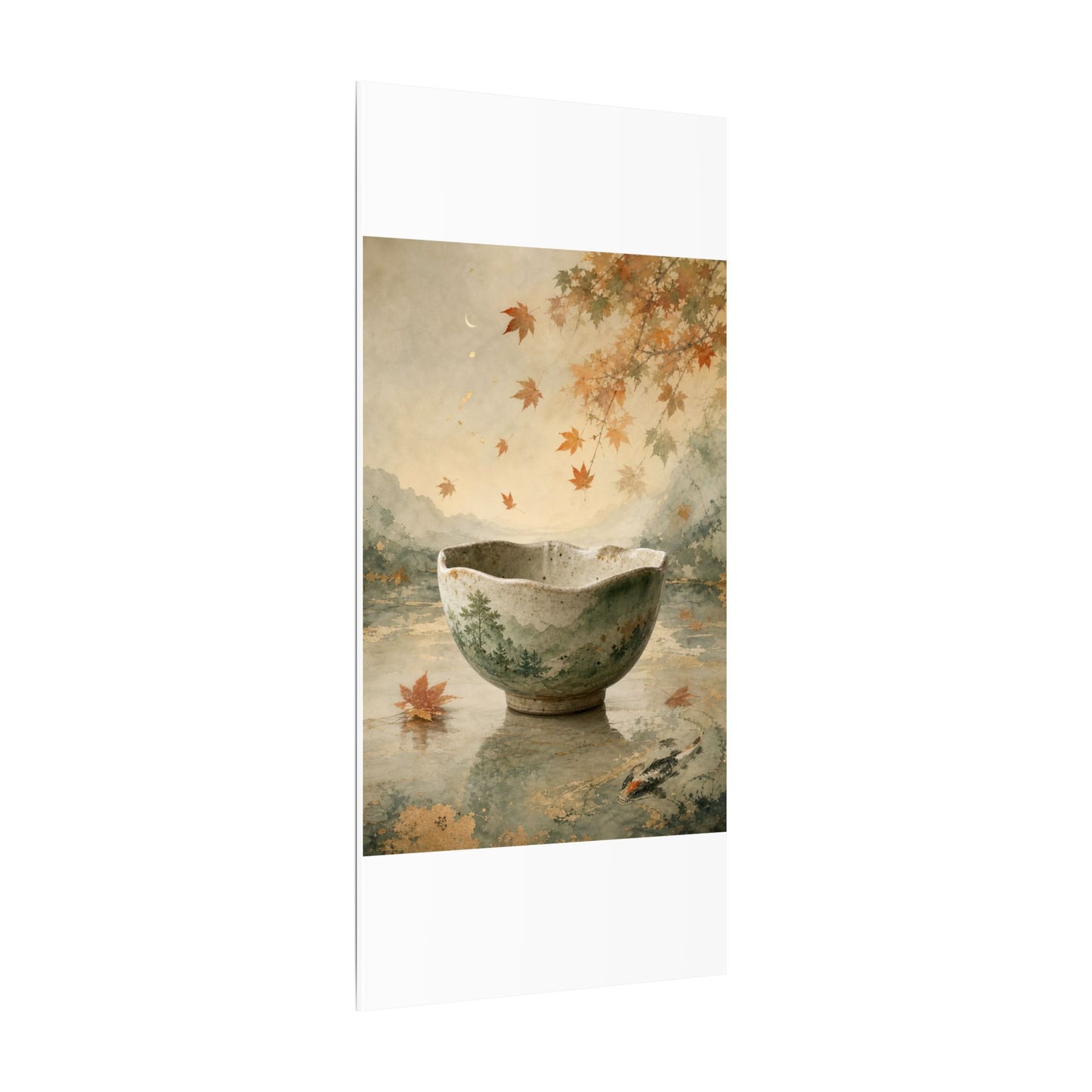 Autumn Ceramic Bowl Watercolor Canvas Art | Cozy Decor