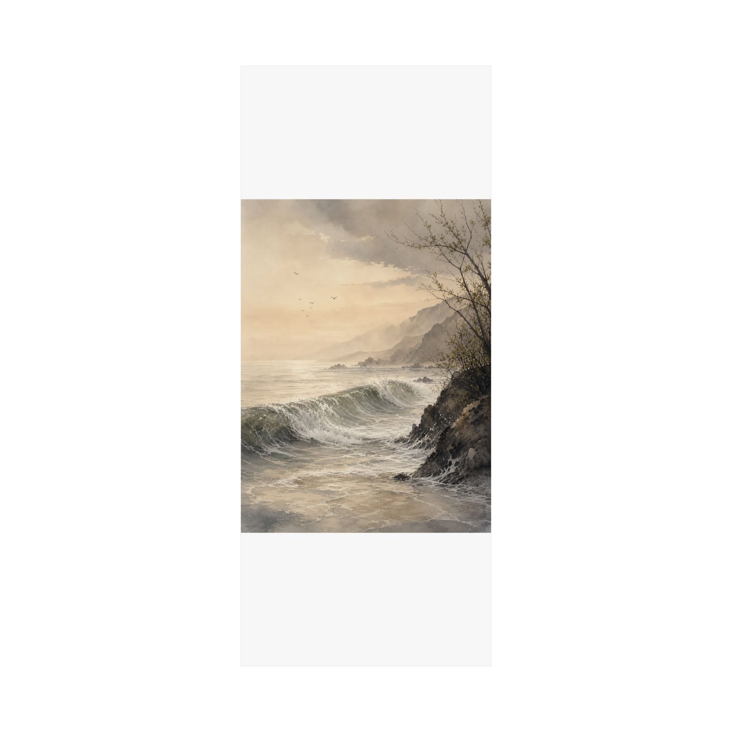 Warm Ocean Wave Wall Art Print - Watercolor Japandi