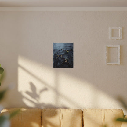 Mono No Aware Cracked Earth Canvas Art - Dark Japandi Charcoal Ink