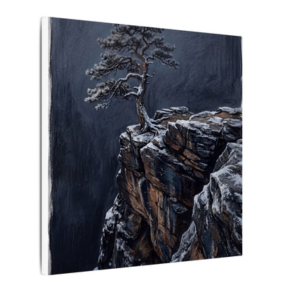 Dark Japandi Pine Tree in Dawn | Dark Texture Canvas Art