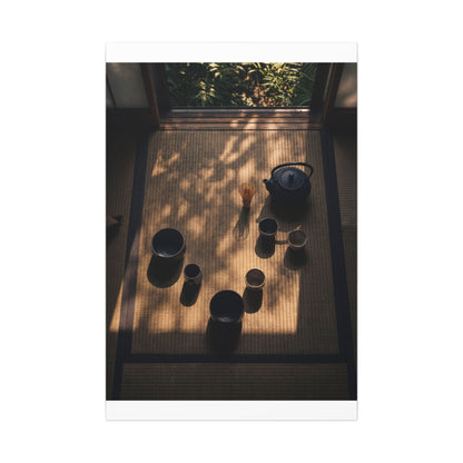 Shibui Tea Ceremony Canvas Art - Dark Japandi Shadow Zen