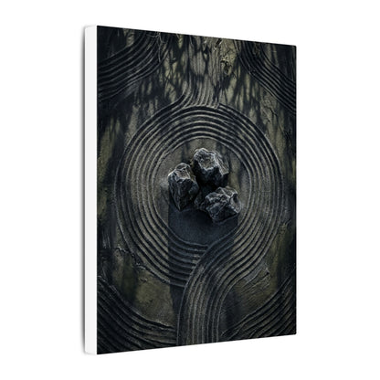 Moody Rock Garden Canvas Art - Dark Texture Dark Japandi