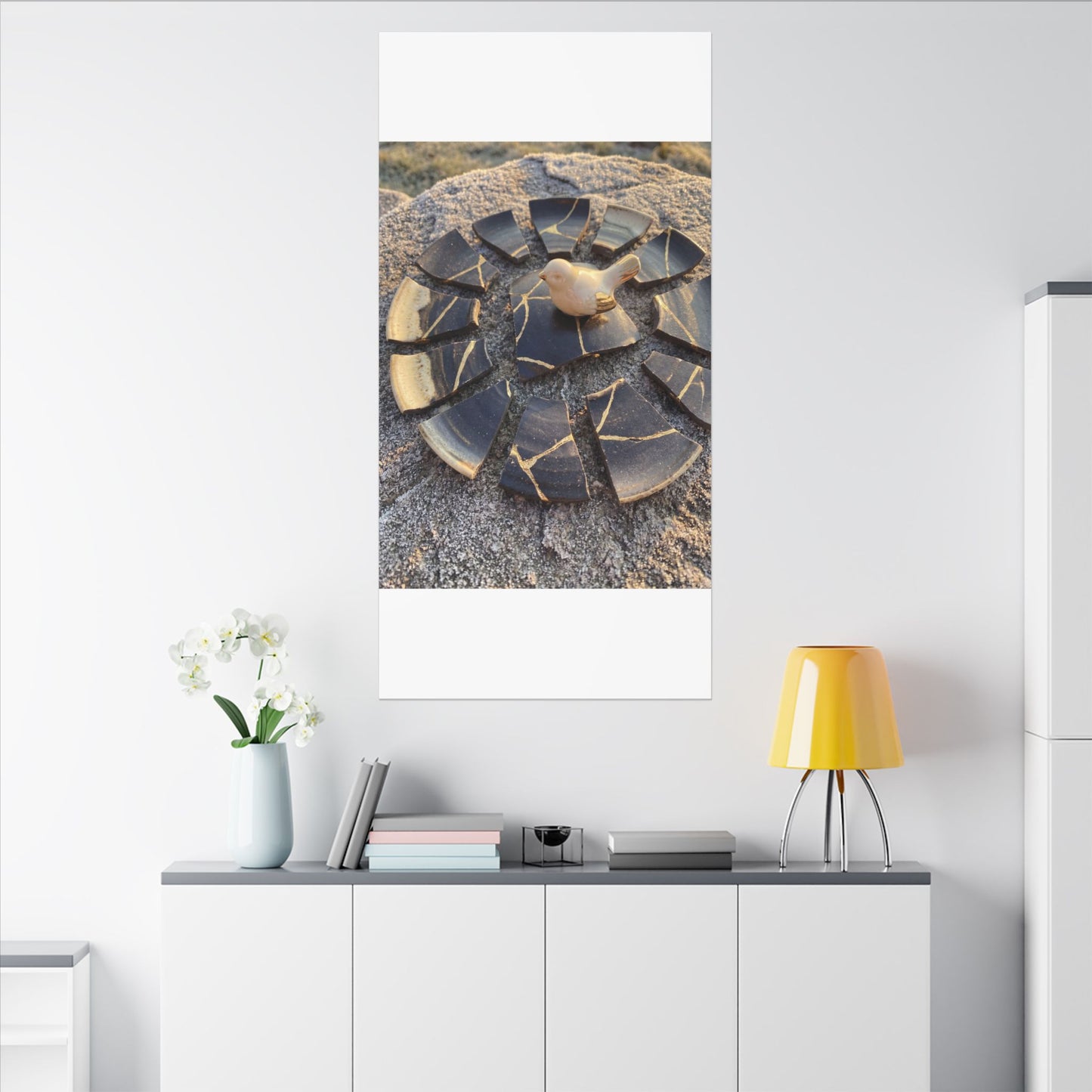 Golden Hour Broken Pottery Canvas Art - Kintsugi Datsuzoku