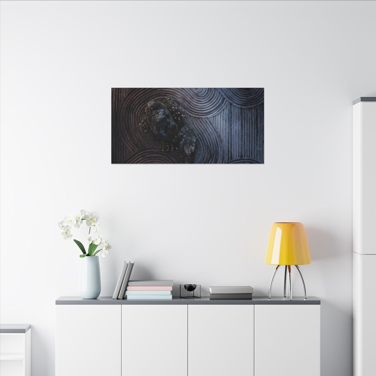 Spring Rock Garden Charcoal Ink Canvas Art | Bold Decor