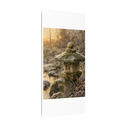 Winter Stone Lantern Watercolor Canvas Art | Earthy Decor