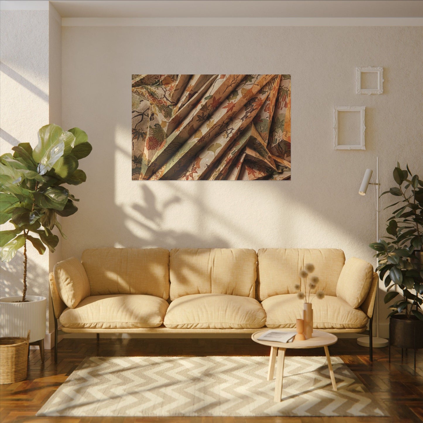 Paper Fold Autumn Canvas Art | Japandi Earthy Design