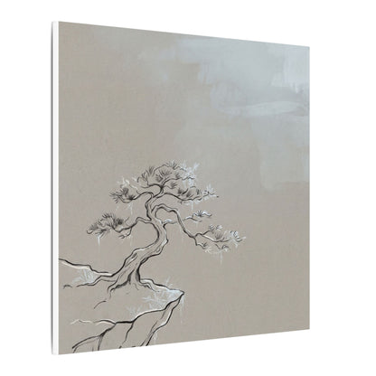 Pine Tree Minimal Line Canvas Art | Warm Japandi Art