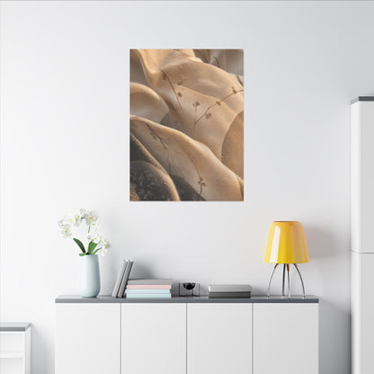Japandi Silk Drape in Golden Hour | Japanese Pattern Canvas Art