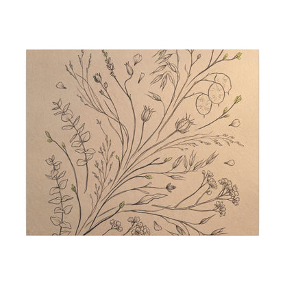 Dried Flowers Canvas Art | Spring Japandi Minimal Line Art