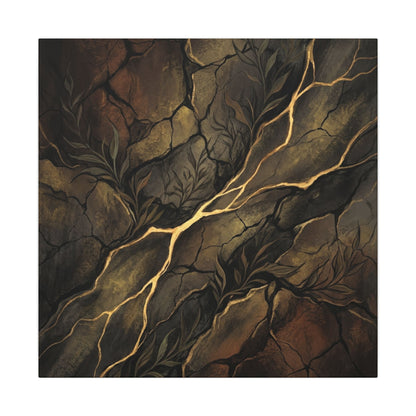 Cracked Earth Charcoal Ink Canvas Art | Bold Dark Japandi Art