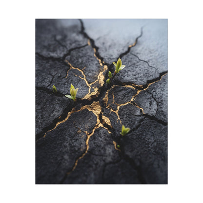 Ma Cracked Earth Canvas Art - Dark Japandi Charcoal Ink