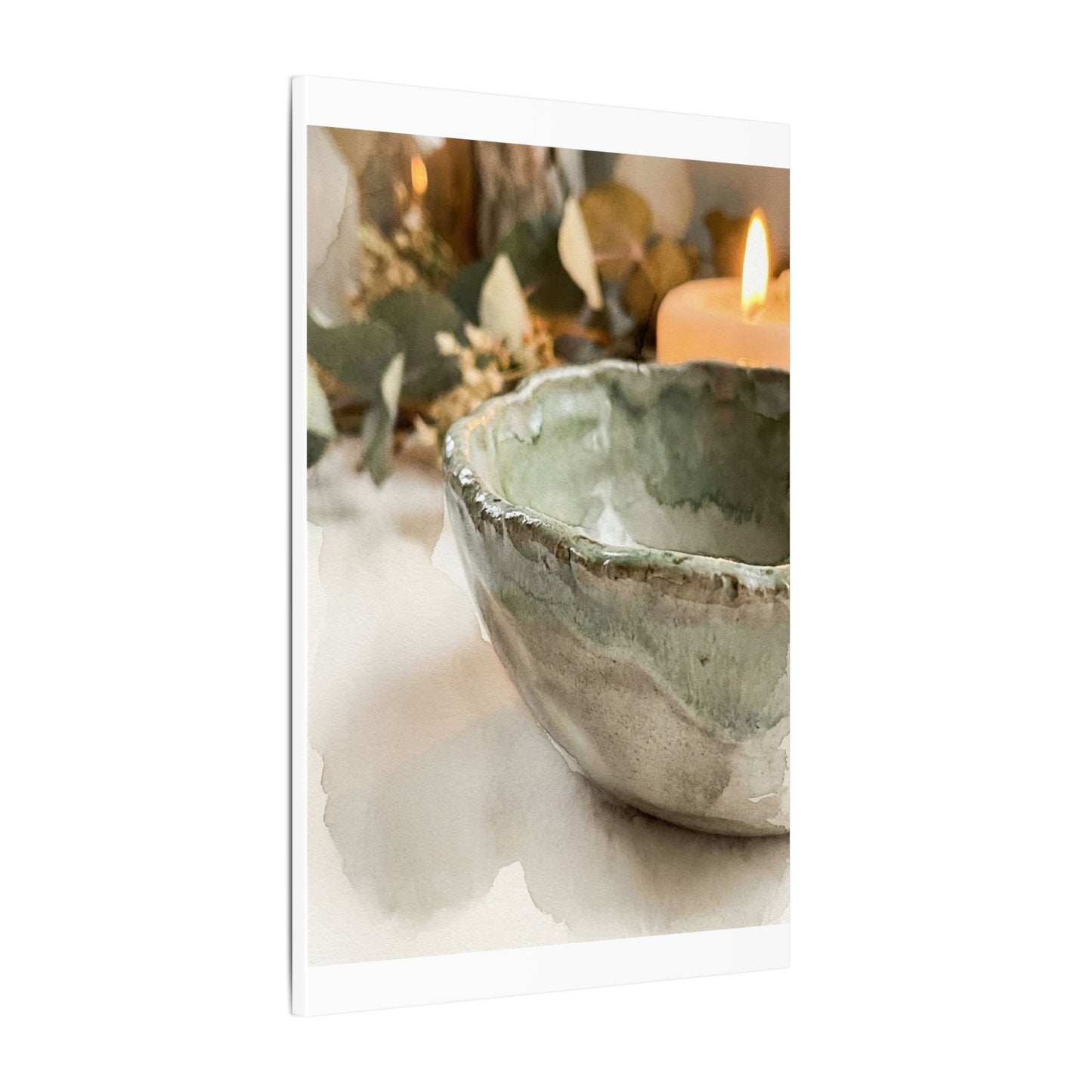 Ceramic Bowl Canvas Art | Summer Japandi Watercolor Art