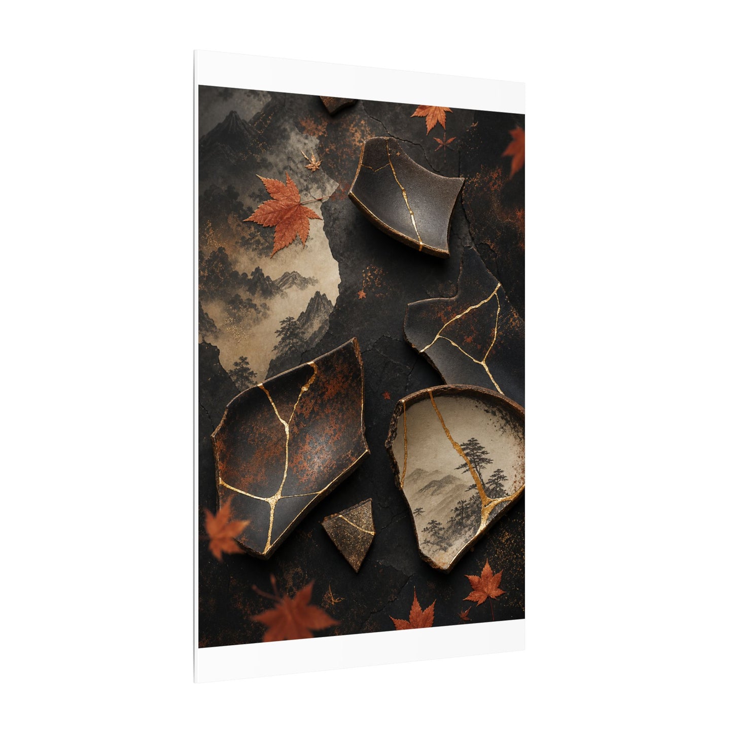Broken Pottery Gold Vein Canvas Art | Philosophical Kintsugi Art