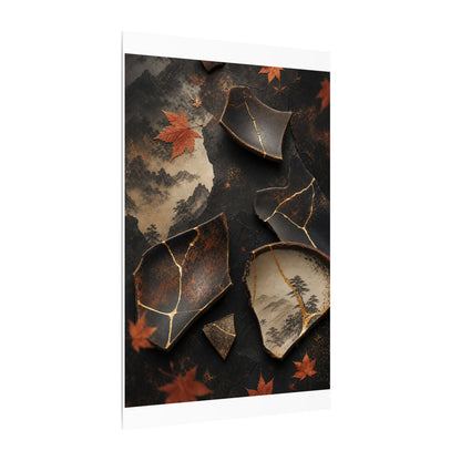 Broken Pottery Gold Vein Canvas Art | Philosophical Kintsugi Art