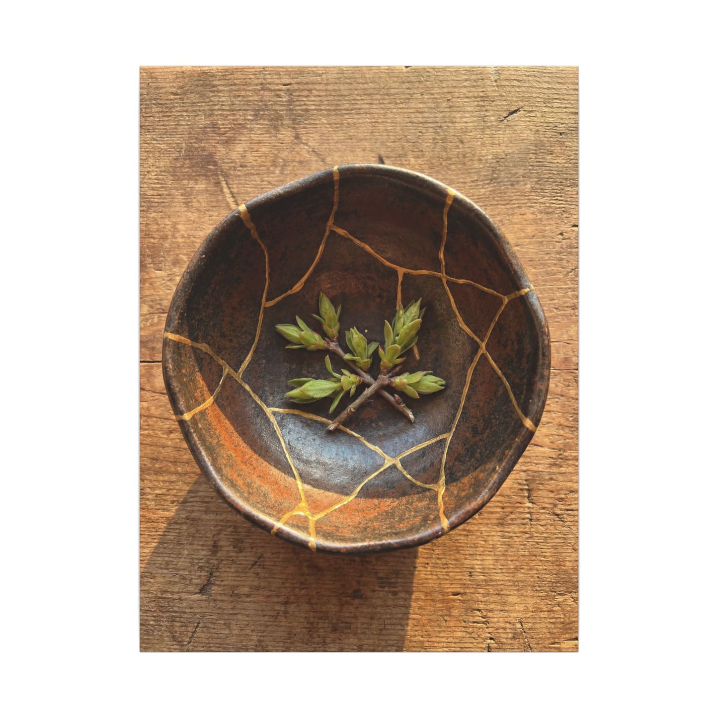 Ceramic Bowl Gold Repair Canvas Art | Resilient Kintsugi Art