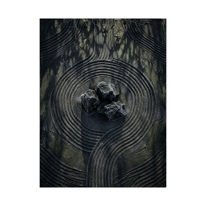 Winter Rock Garden Dark Texture Wall Art Print | Atmospheric Decor