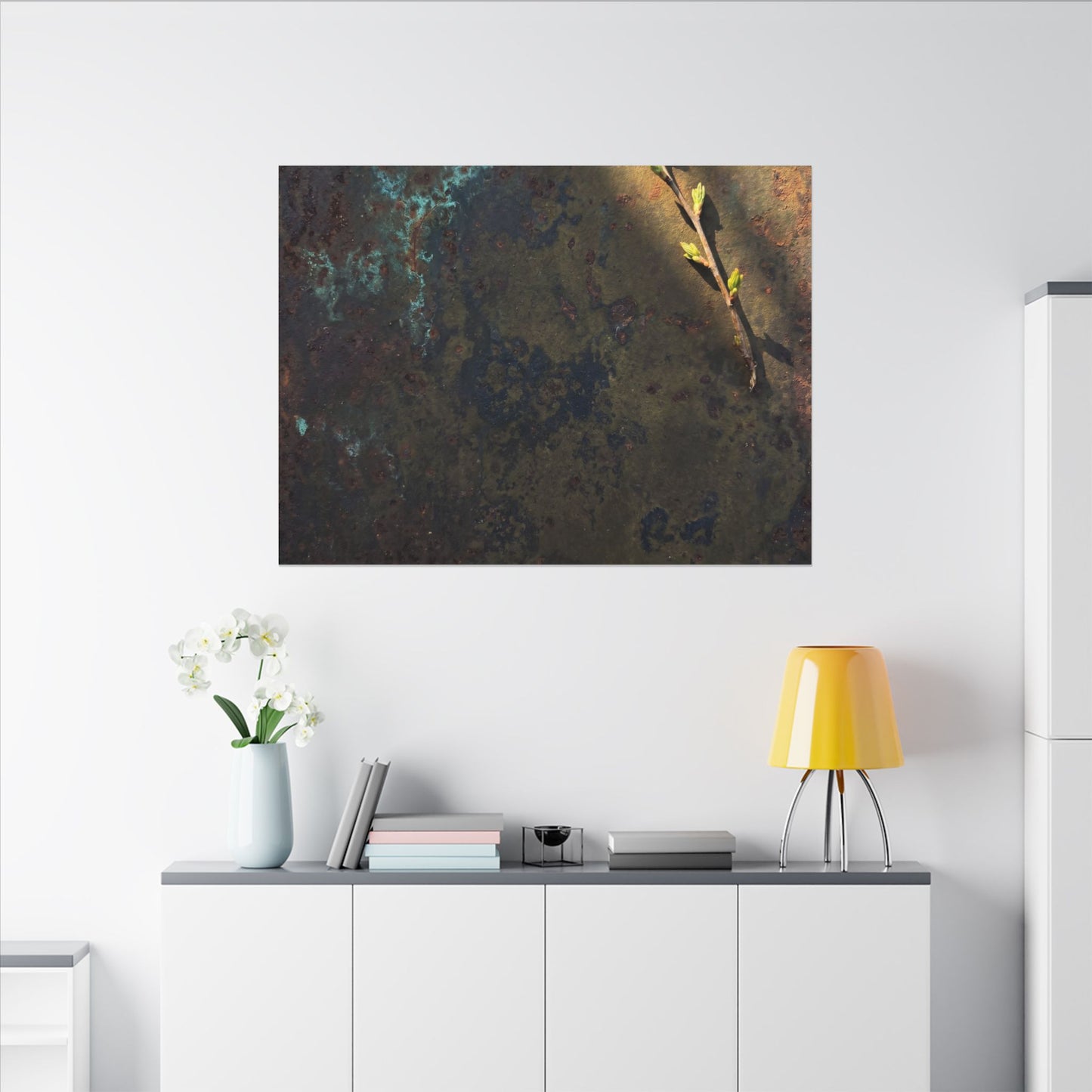 Golden Hour Rust Patina Canvas Art - Dark Japandi Ma