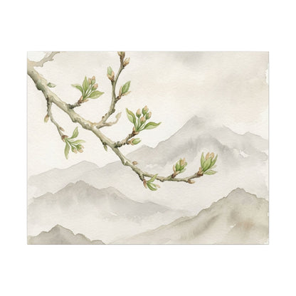 Spring Mountain Mist Watercolor Canvas Art | Cozy Decor