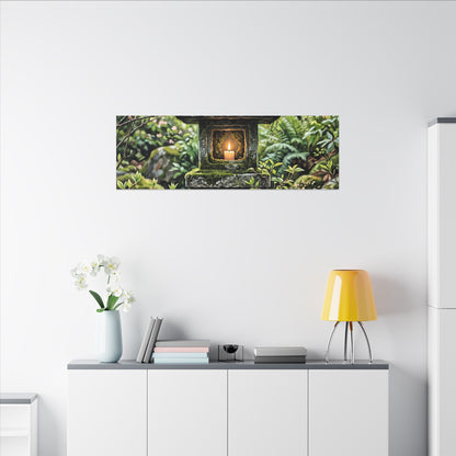 Neutral Stone Lantern Canvas Art - Japanese Pattern Japandi