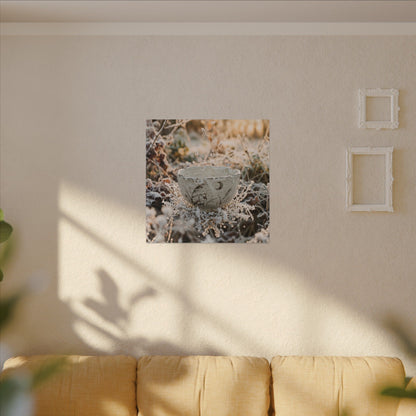 Japandi Ceramic Bowl in Golden Hour | Japanese Pattern Canvas Art