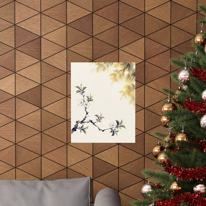 Zen Cherry Blossom in Golden Hour | Sumi E Wall Art Print
