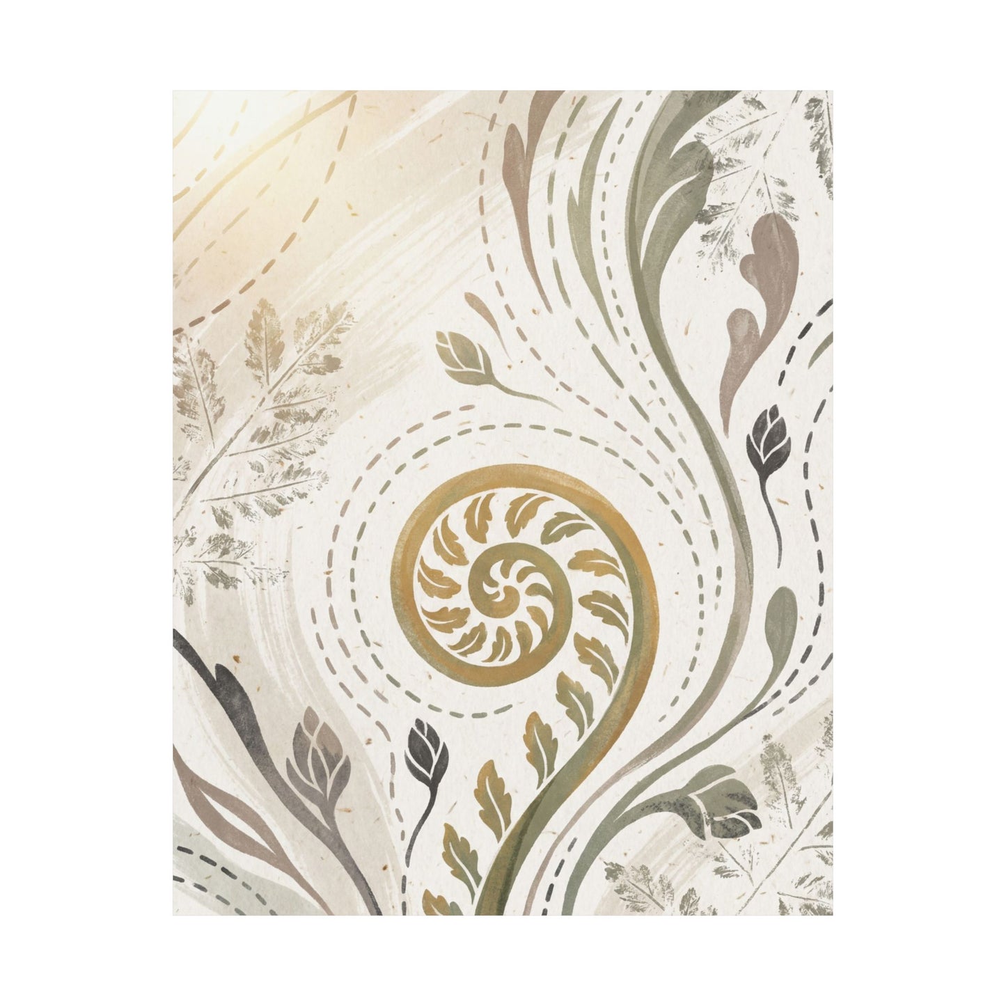 Fern Unfurling Wall Art Print | Spring Japandi Japanese Pattern Art