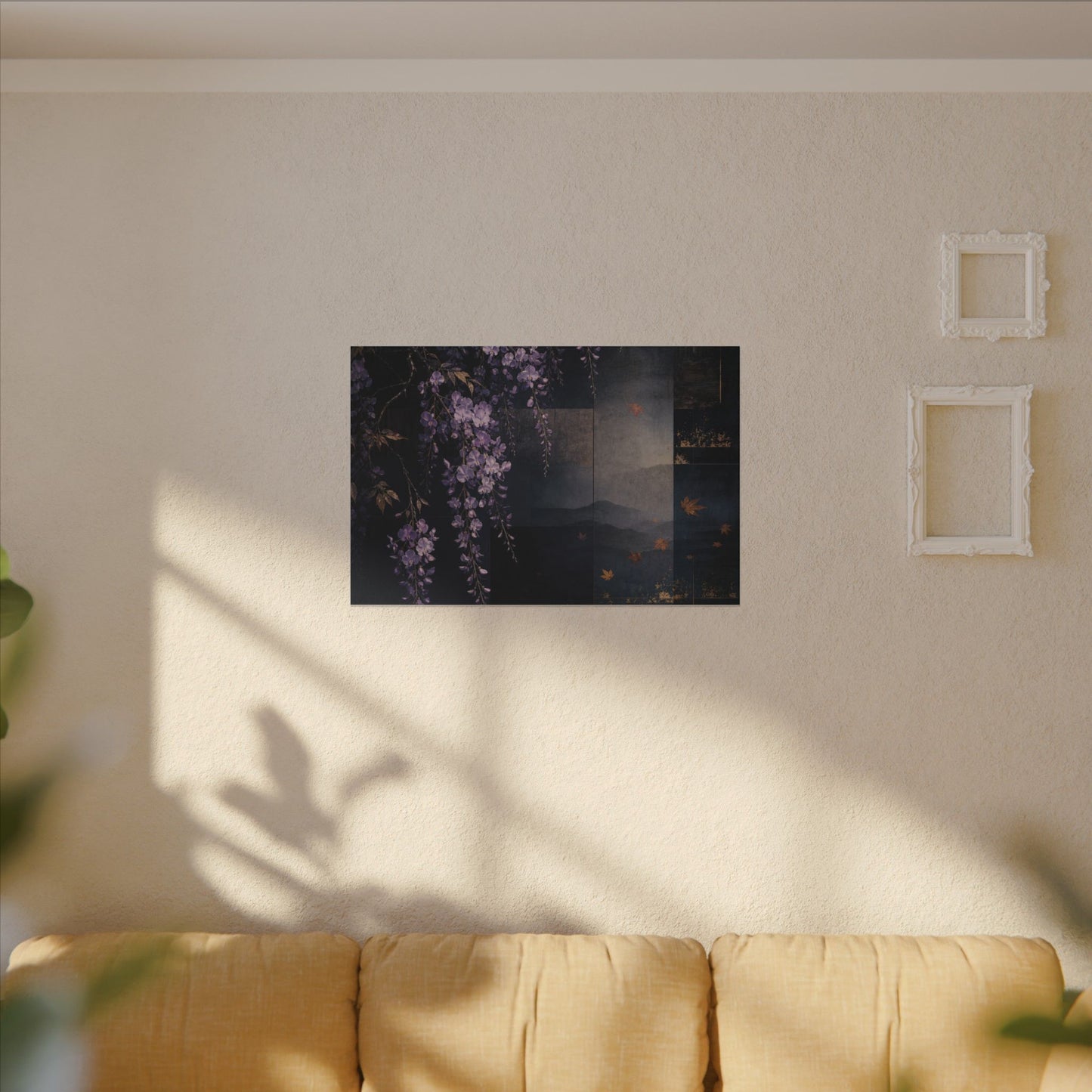 Dawn Wisteria Canvas Art - Dark Japandi Fukinsei