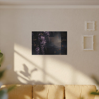 Dawn Wisteria Canvas Art - Dark Japandi Fukinsei