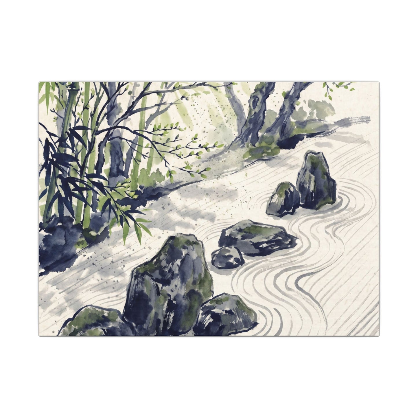 Dappled Rock Garden Canvas Art - Zen Mono No Aware