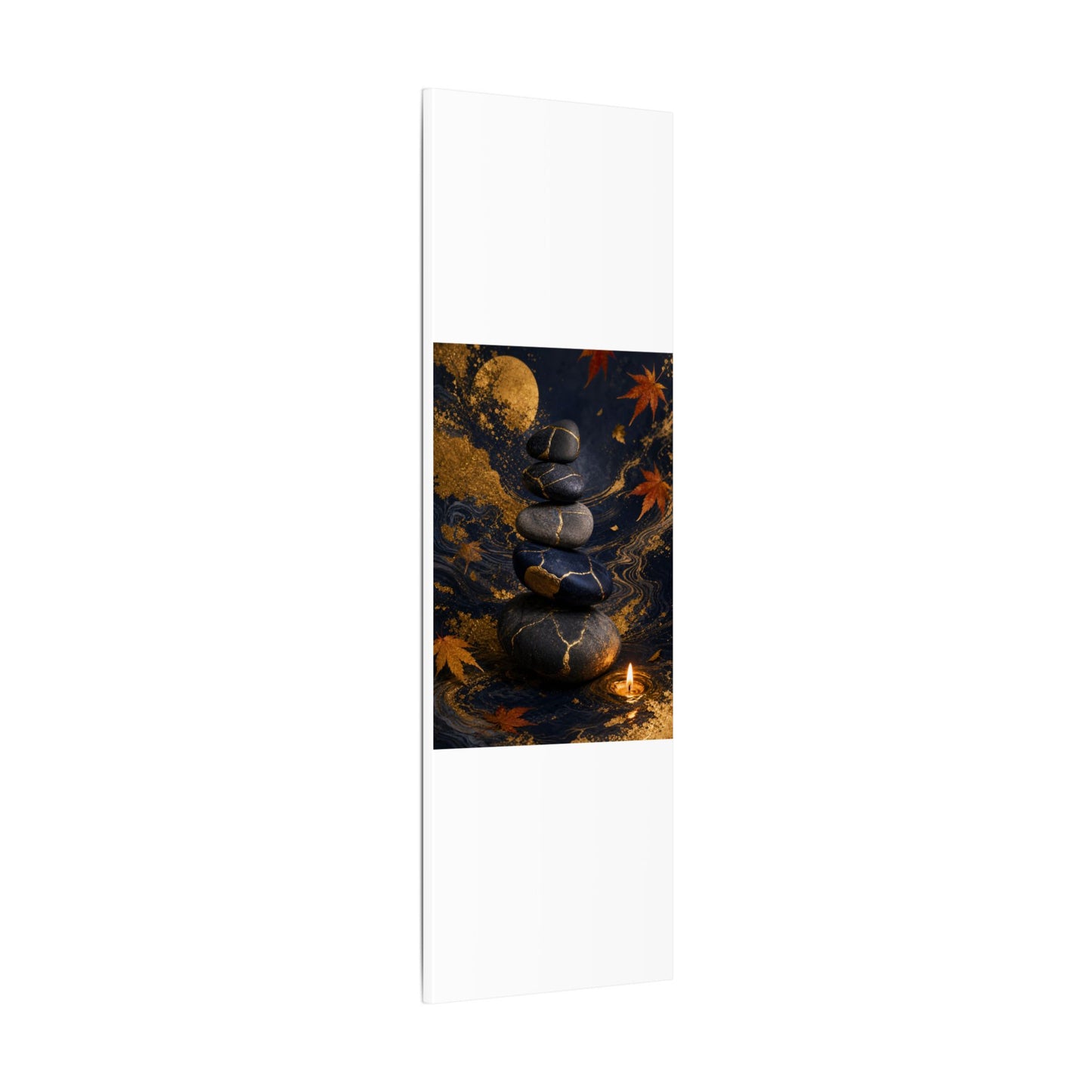 River Stones Autumn Canvas Art | Kintsugi Artful Design