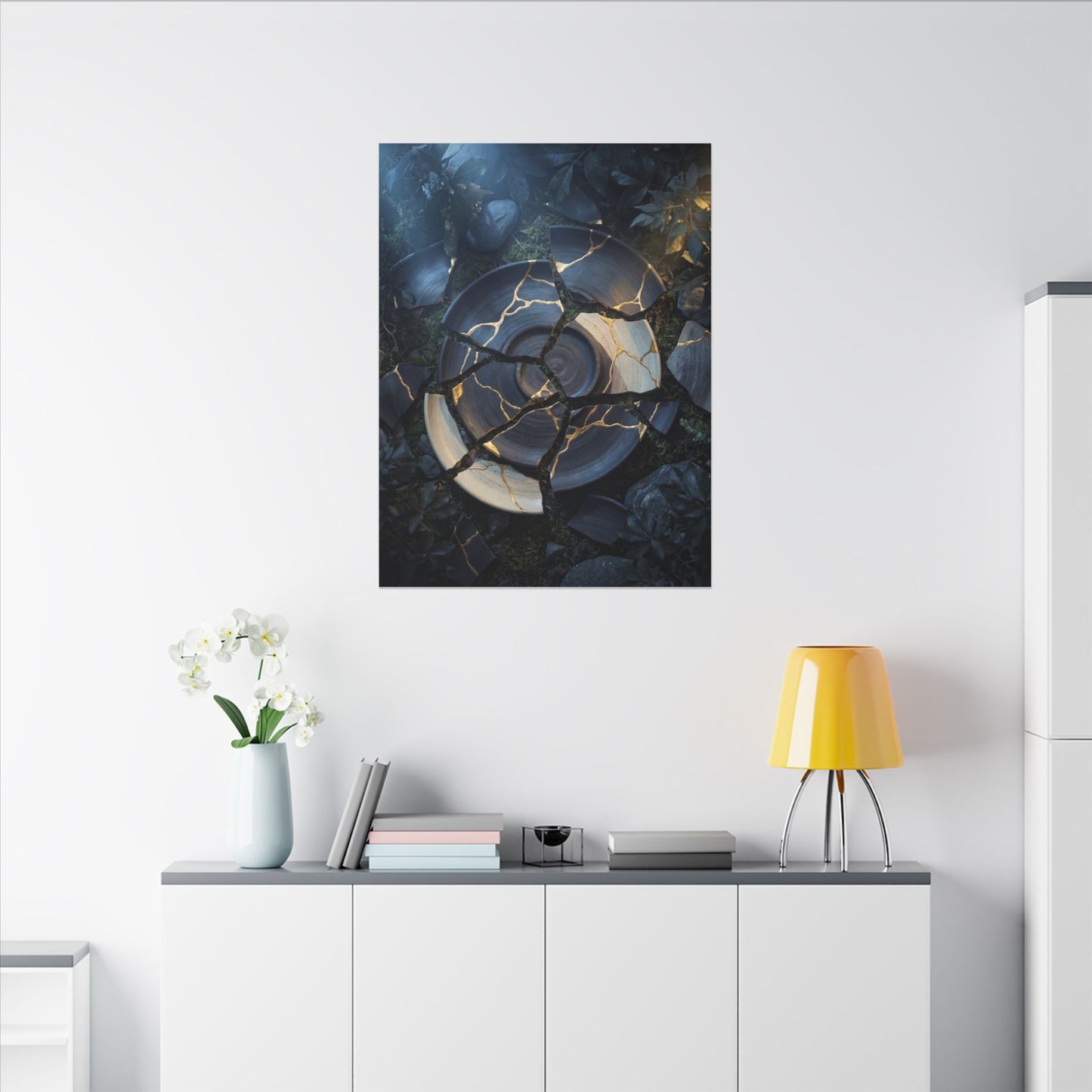 Resilient Broken Pottery Canvas Art - Gold Vein Kintsugi