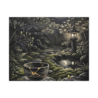 Kintsugi Moonlit Garden in Dappled | Gold Repair Canvas Art Art Print