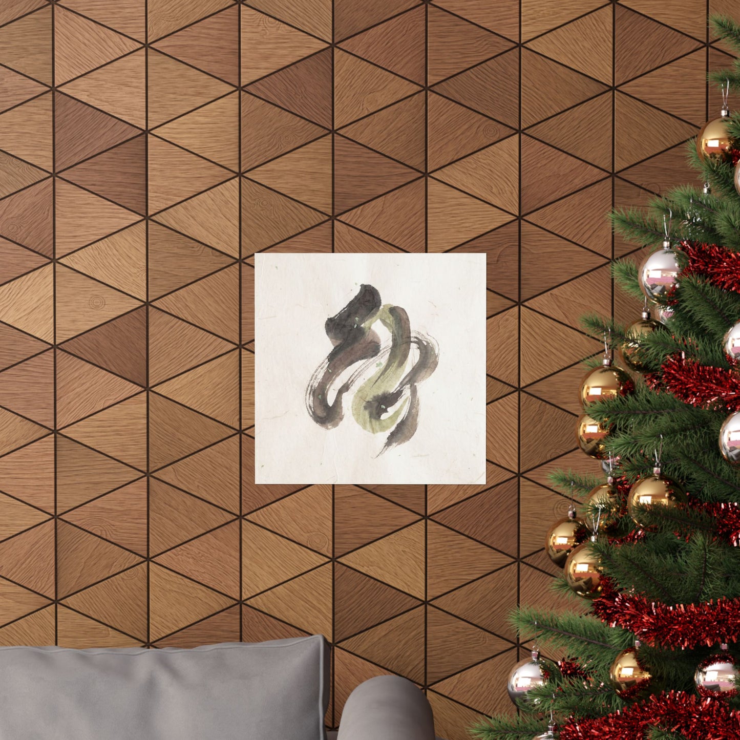Cozy Ink Brushstroke Wall Art Print - Japanese Pattern Japandi