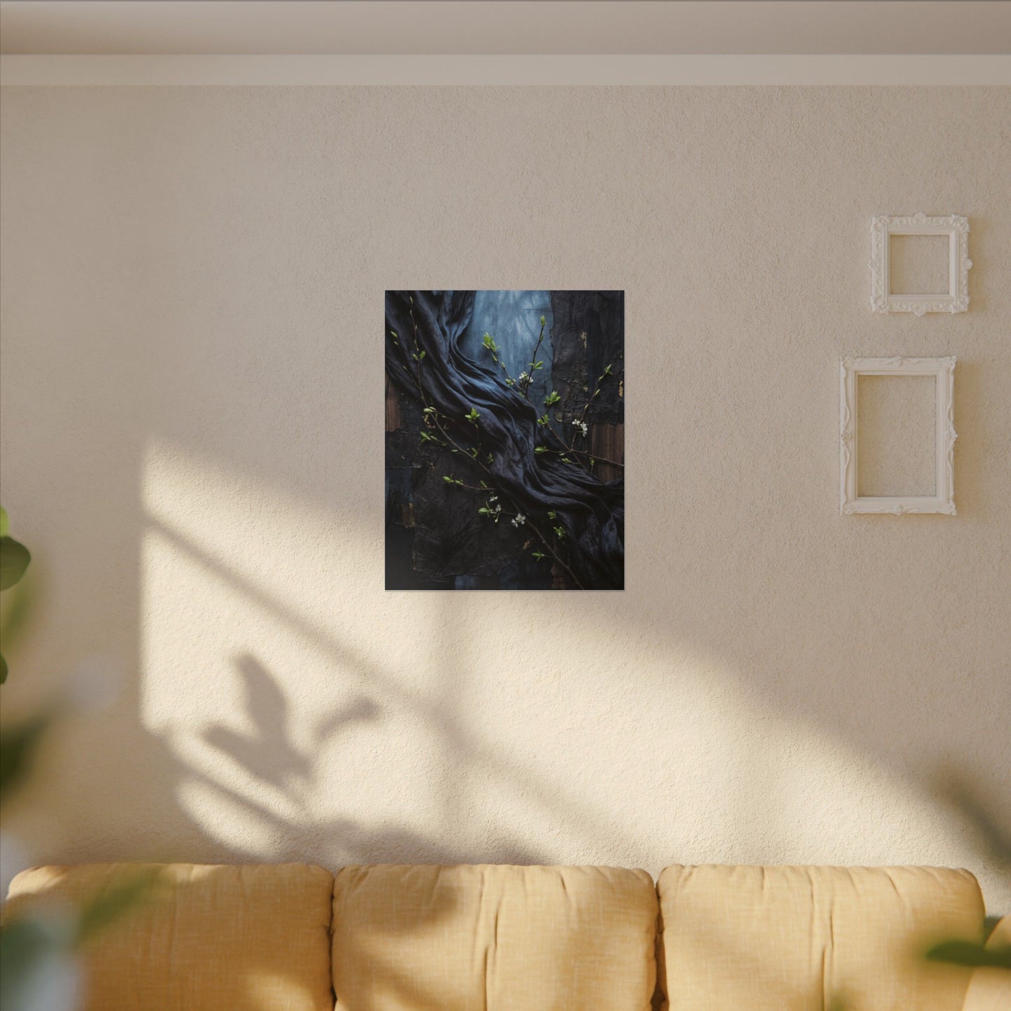 Spring Silk Drape Dark Texture Canvas Art | Atmospheric Decor