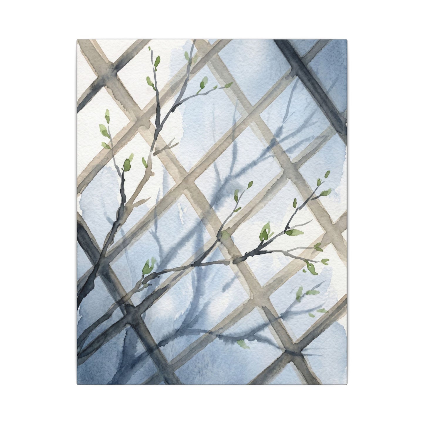 Shoji Screen Canvas Art | Spring Japandi Watercolor Art