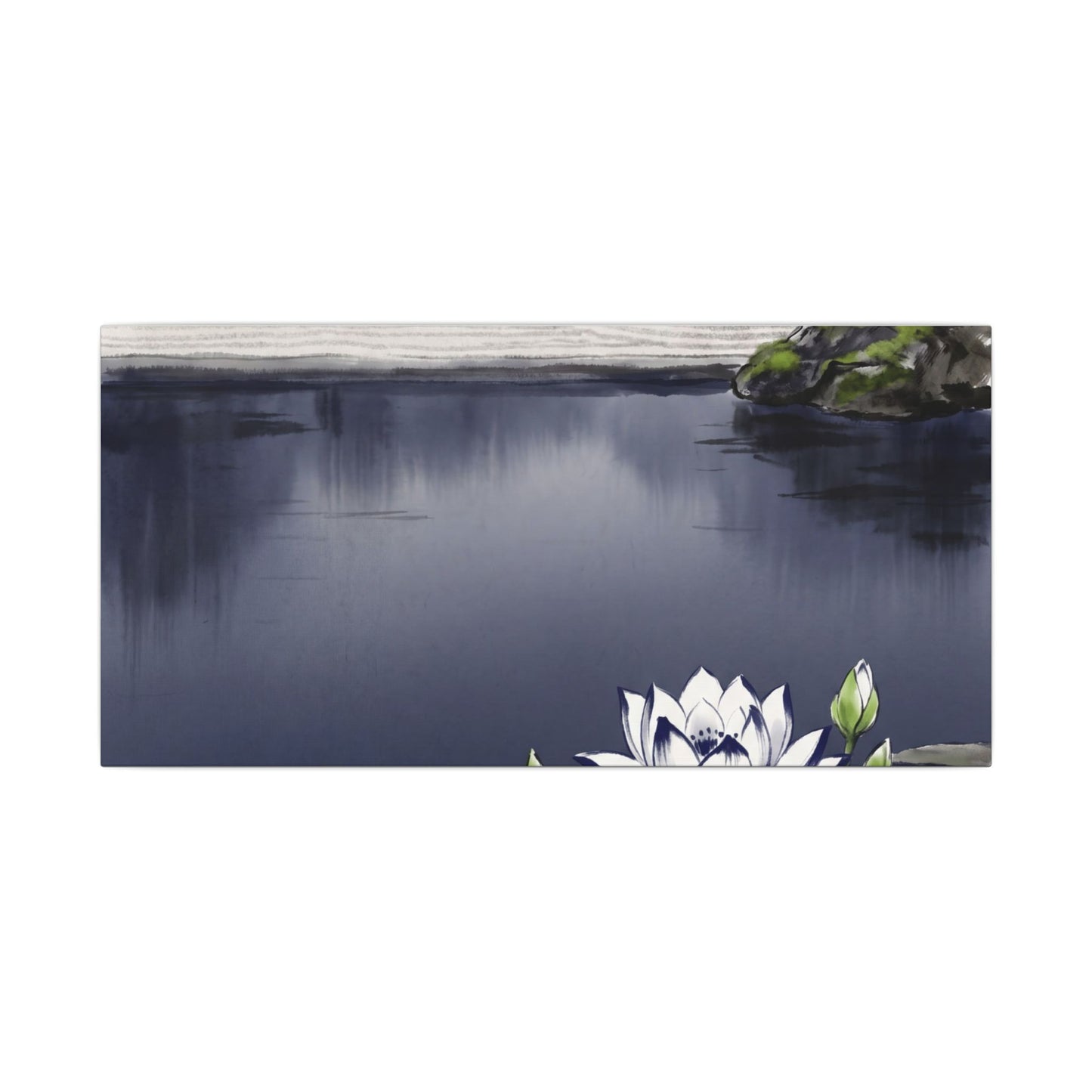 Lotus Flower Karesansui Canvas Art | Tranquil Zen Art