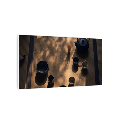 Shibui Tea Ceremony Canvas Art - Dark Japandi Shadow Zen