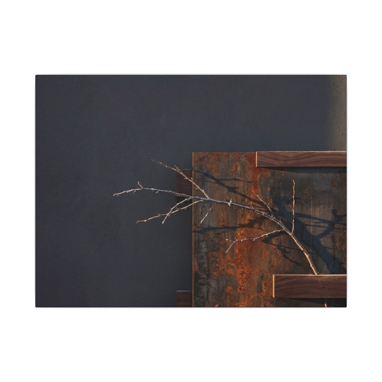 Ma Rust Patina Canvas Art - Dark Japandi Dark Texture Art Print