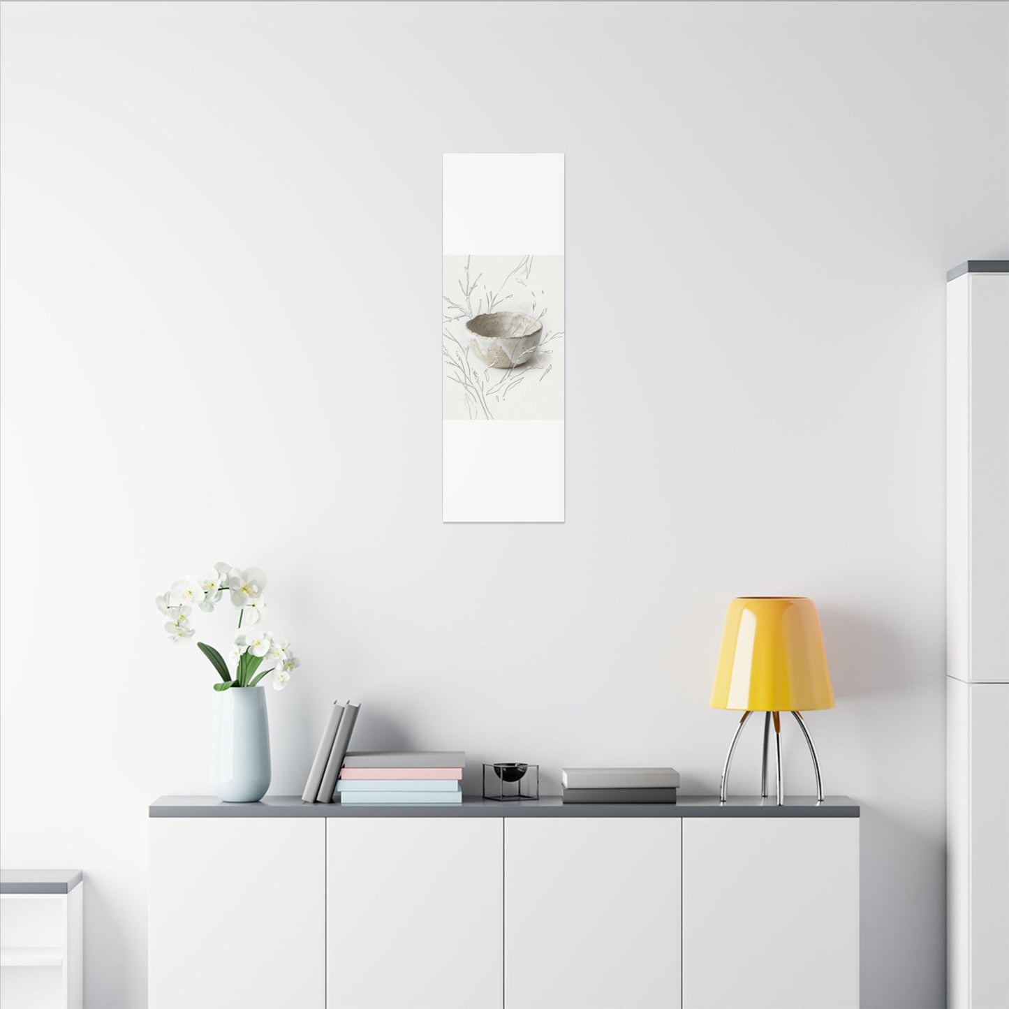 Neutral Ceramic Bowl Canvas Art - Minimal Line Japandi